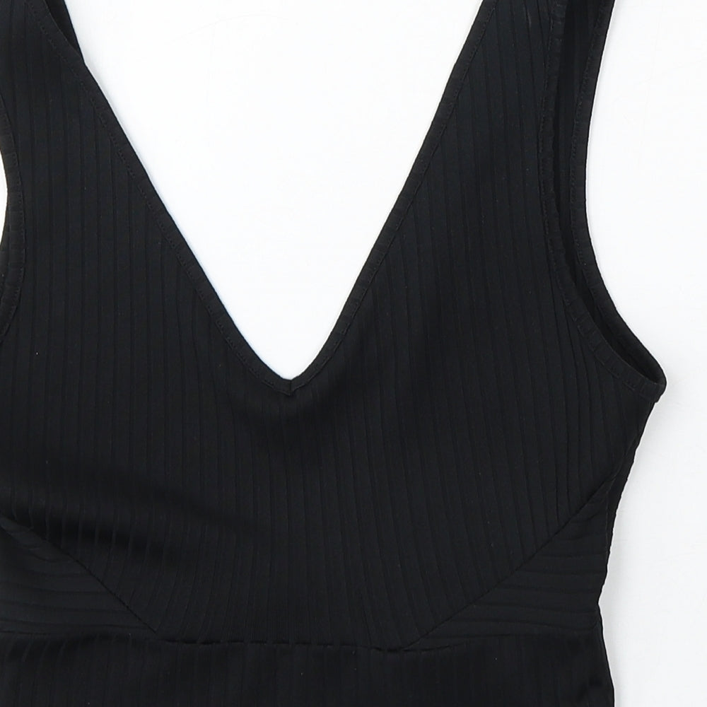 New Look Womens Black  Polyester Camisole Tank Size 12 V-Neck