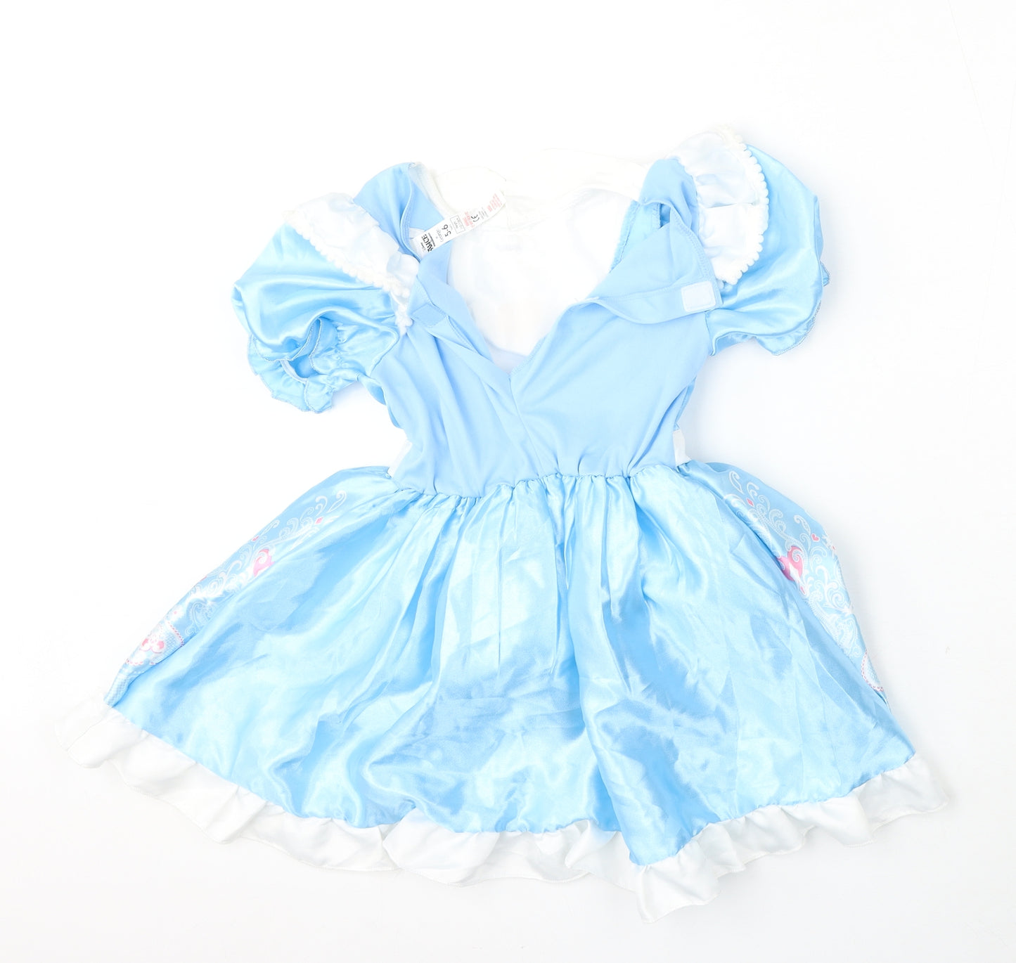 Disney Girls Blue  Polyester Skater Dress  Size 5-6 Years  Round Neck Hook & Eye