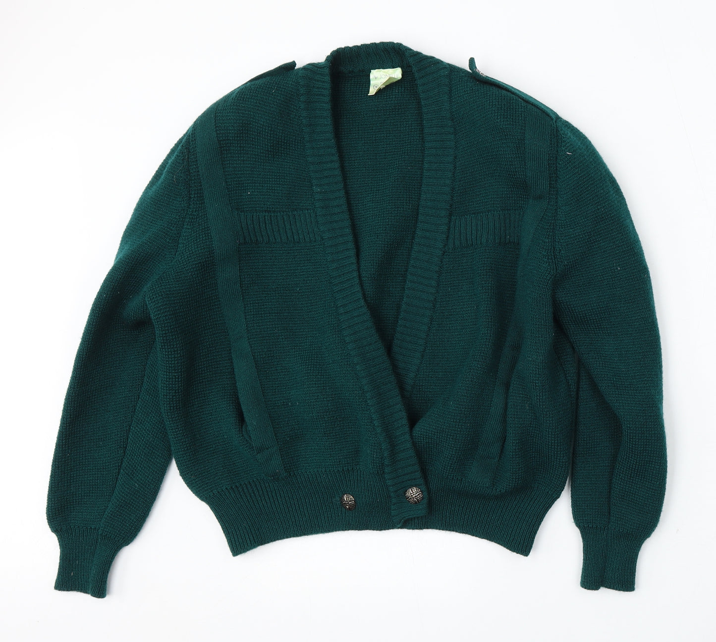 Jonelle Womens Green V-Neck  Wool Cardigan Jumper Size 14