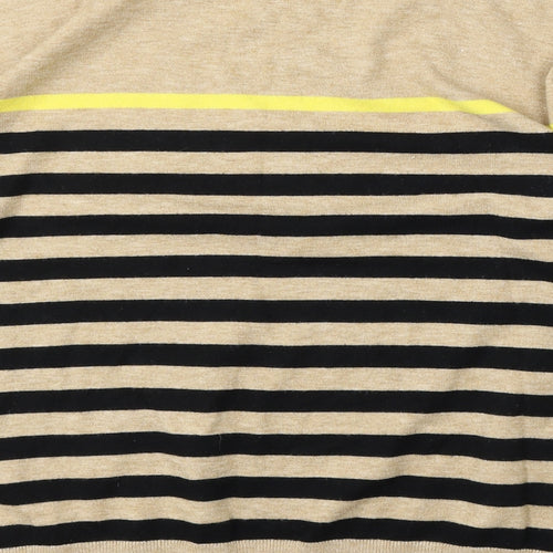 M&Co Womens Beige Round Neck Striped Viscose Pullover Jumper Size 14