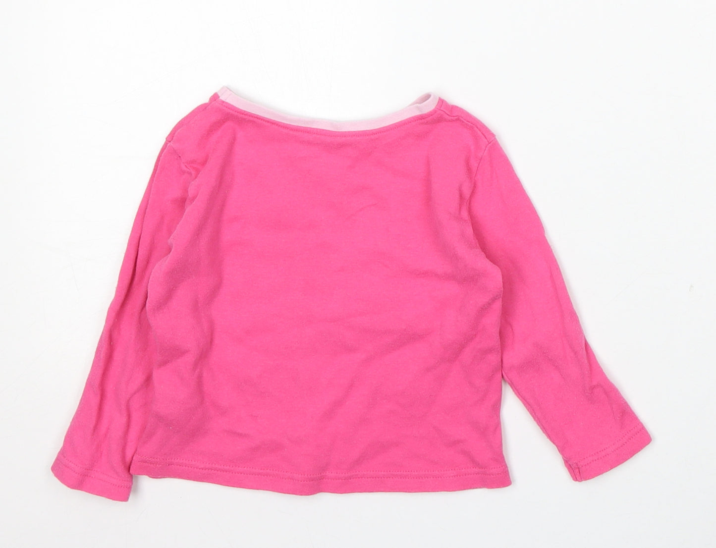 Dunnes Stores Girls Pink  Cotton Basic T-Shirt Size 2-3 Years Round Neck