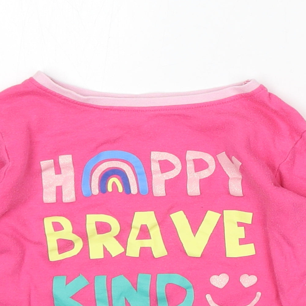 Dunnes Stores Girls Pink  Cotton Basic T-Shirt Size 2-3 Years Round Neck