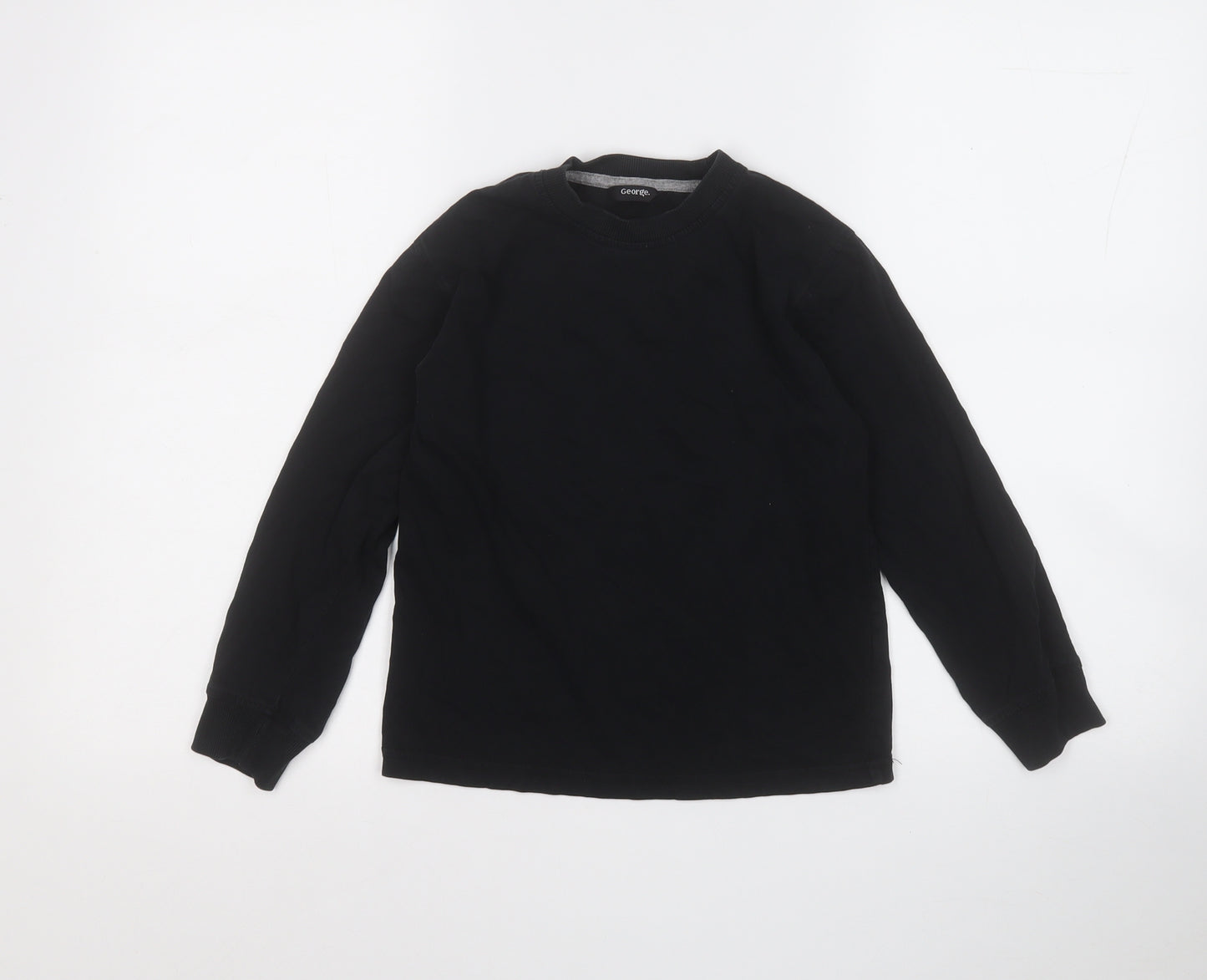 George Boys Black  Cotton Basic T-Shirt Size M Round Neck