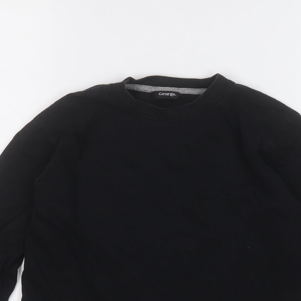 George Boys Black  Cotton Basic T-Shirt Size M Round Neck