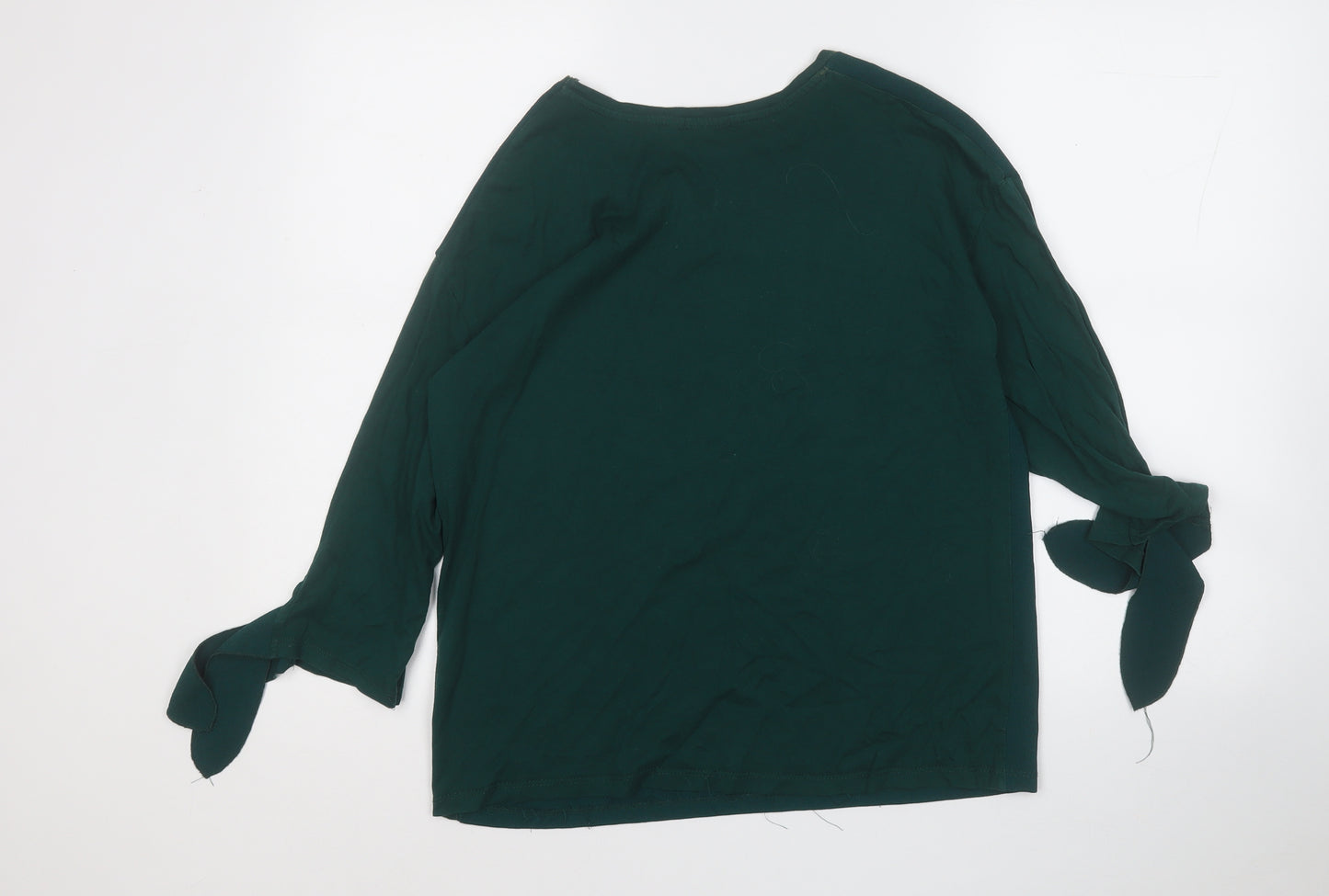 Stradivarius Womens Green  Polyester Basic Blouse Size M Round Neck