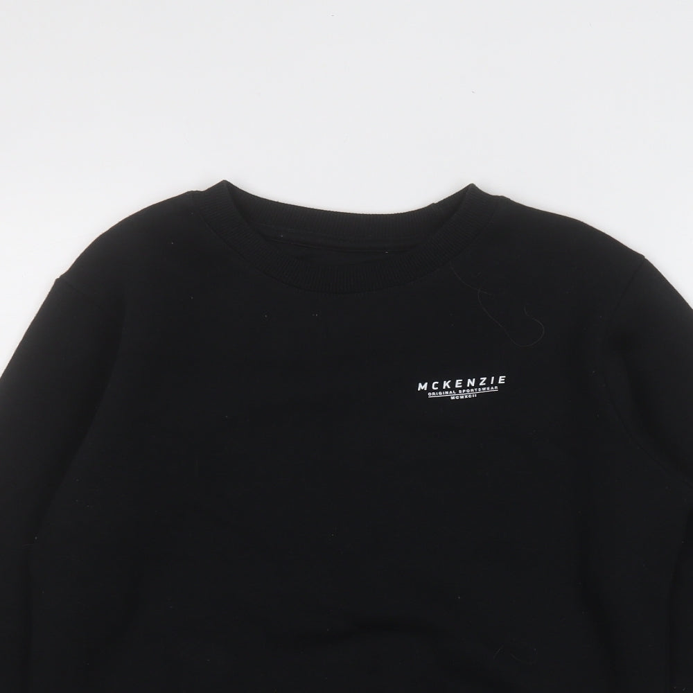 McKenzie Boys Black  Cotton Henley Sweatshirt Size 13-14 Years