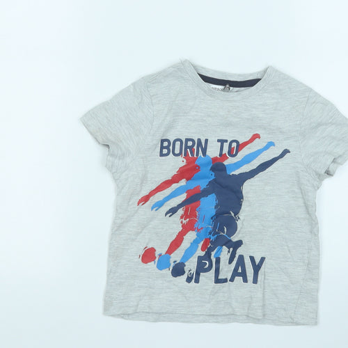 Pep&Co Boys Grey  Cotton Basic T-Shirt Size 2-3 Years Round Neck  - Born to play
