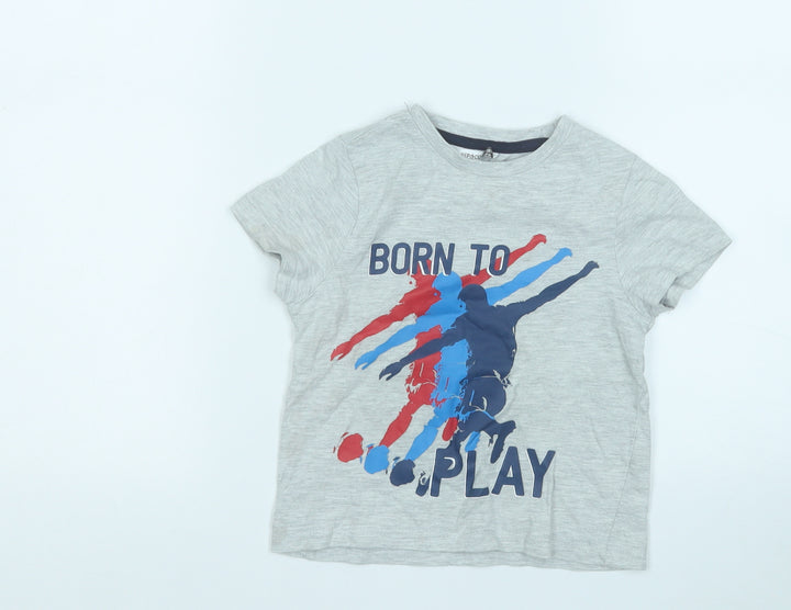 Pep&Co Boys Grey Cotton Basic T-Shirt Size 2-3 Years Round Neck - Born to play