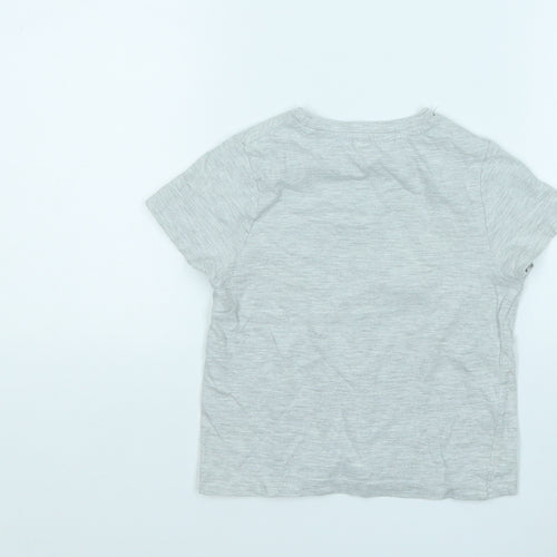 Pep&Co Boys Grey  Cotton Basic T-Shirt Size 2-3 Years Round Neck  - Born to play