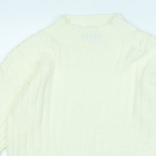 rebellious Womens Yellow Mock Neck  Acrylic Henley Jumper Size M