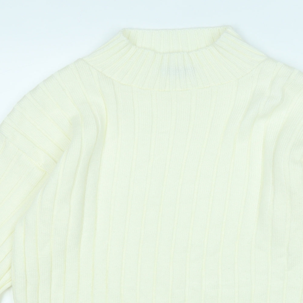 rebellious Womens Yellow Mock Neck  Acrylic Henley Jumper Size M