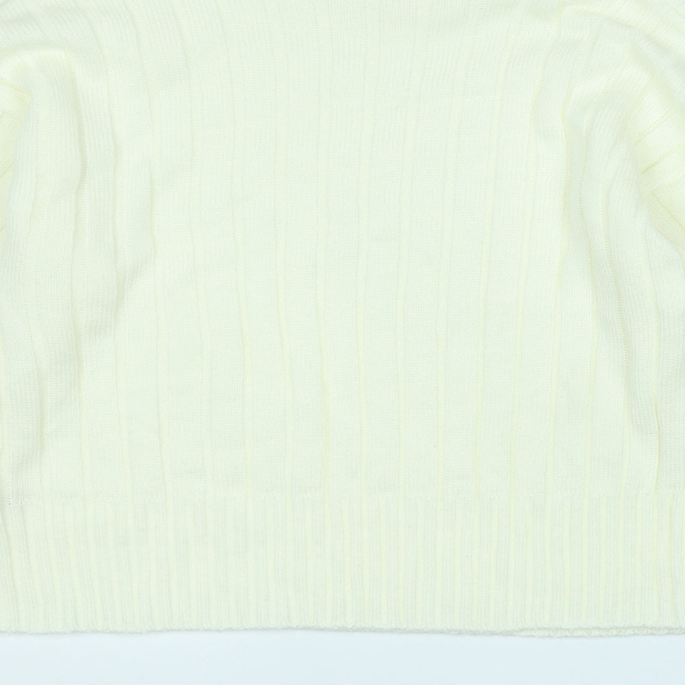 rebellious Womens Yellow Mock Neck  Acrylic Henley Jumper Size M