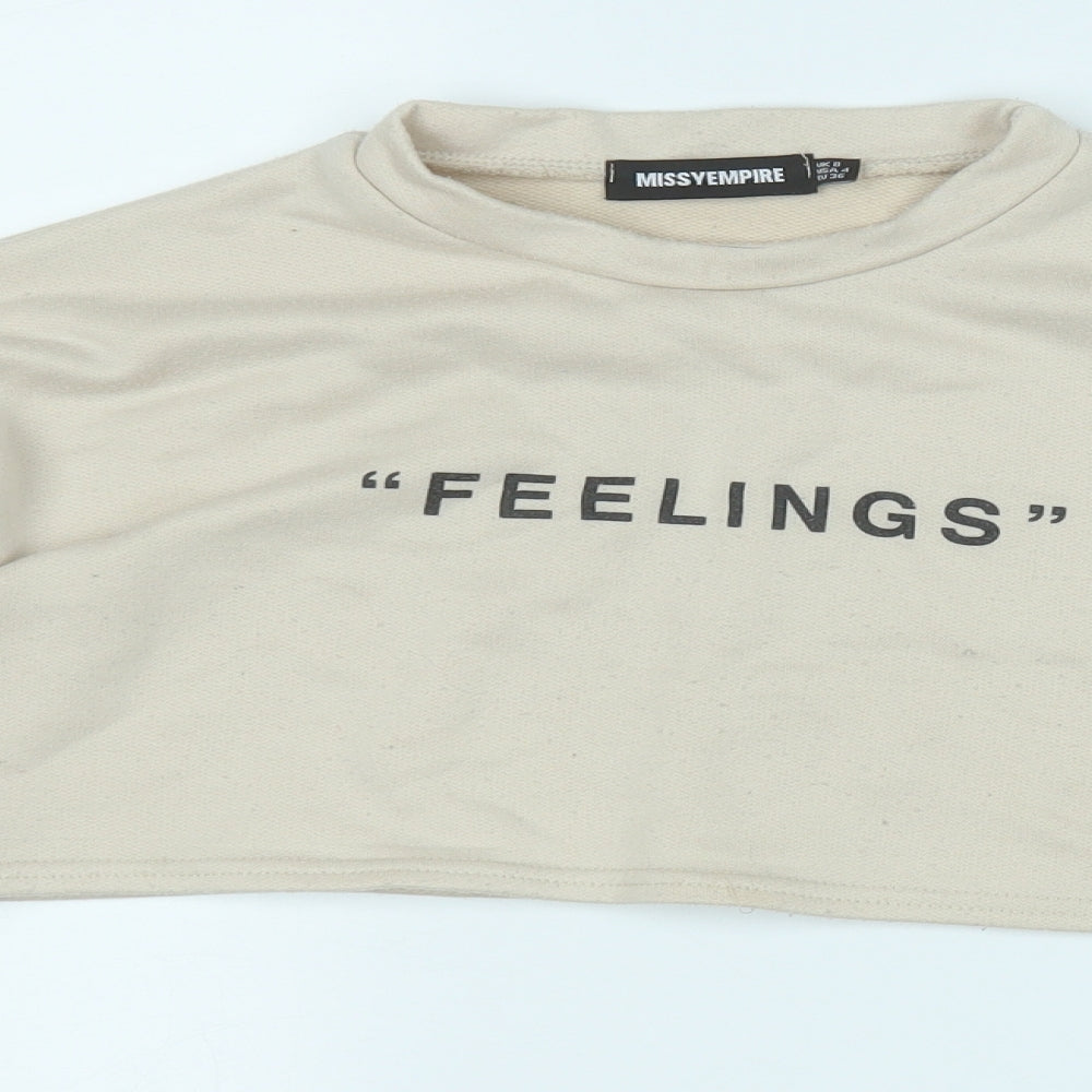 Missy Womens Beige  Polyester Pullover Sweatshirt Size 8   - Feelings
