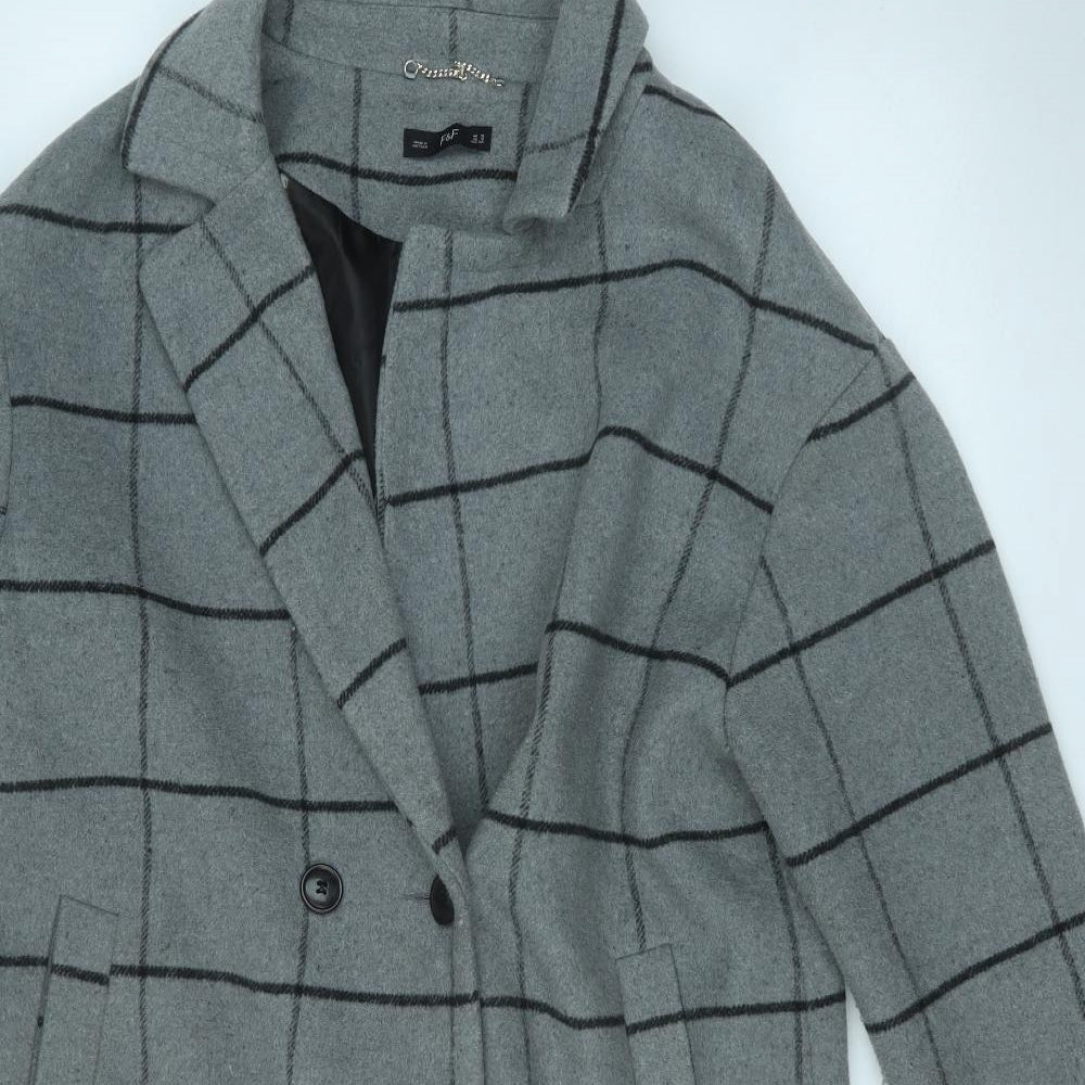 F&F Womens Grey Geometric  Trench Coat Coatigan Size 16