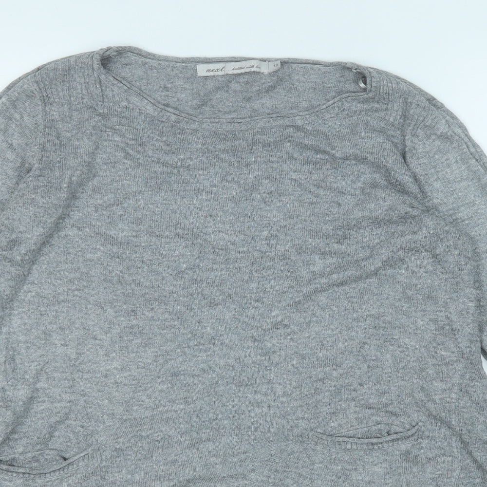 NEXT Womens Grey Round Neck  Viscose Pullover Jumper Size 12