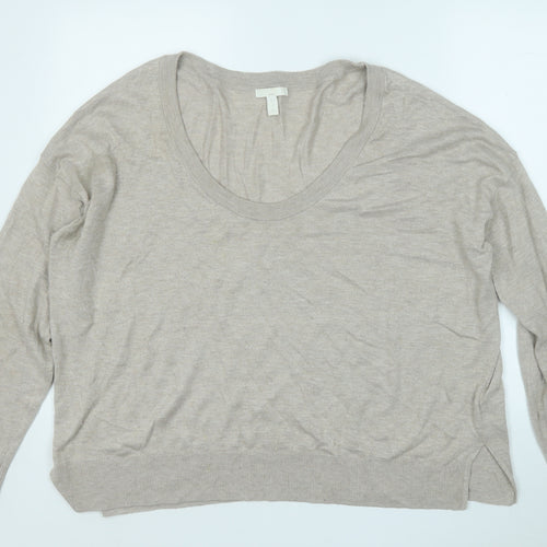 H&M Womens Beige Round Neck  Viscose Pullover Jumper Size L