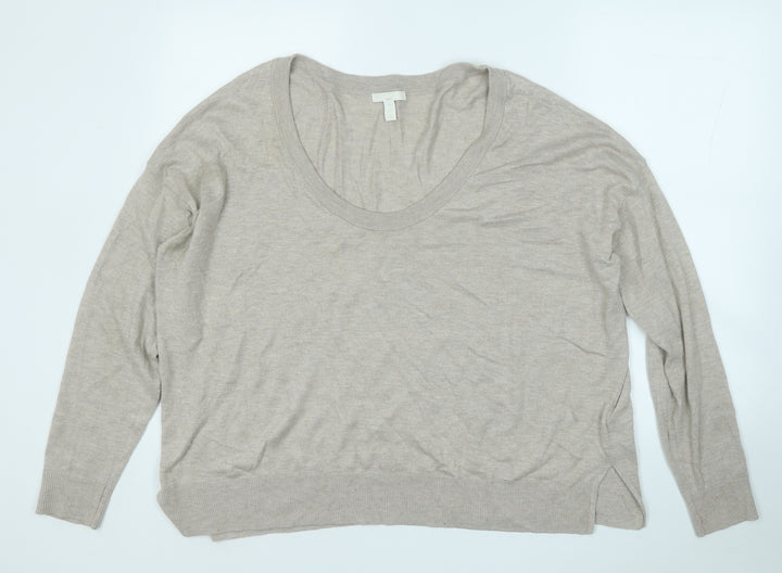 H&M Womens Beige Round Neck Viscose Pullover Jumper Size L