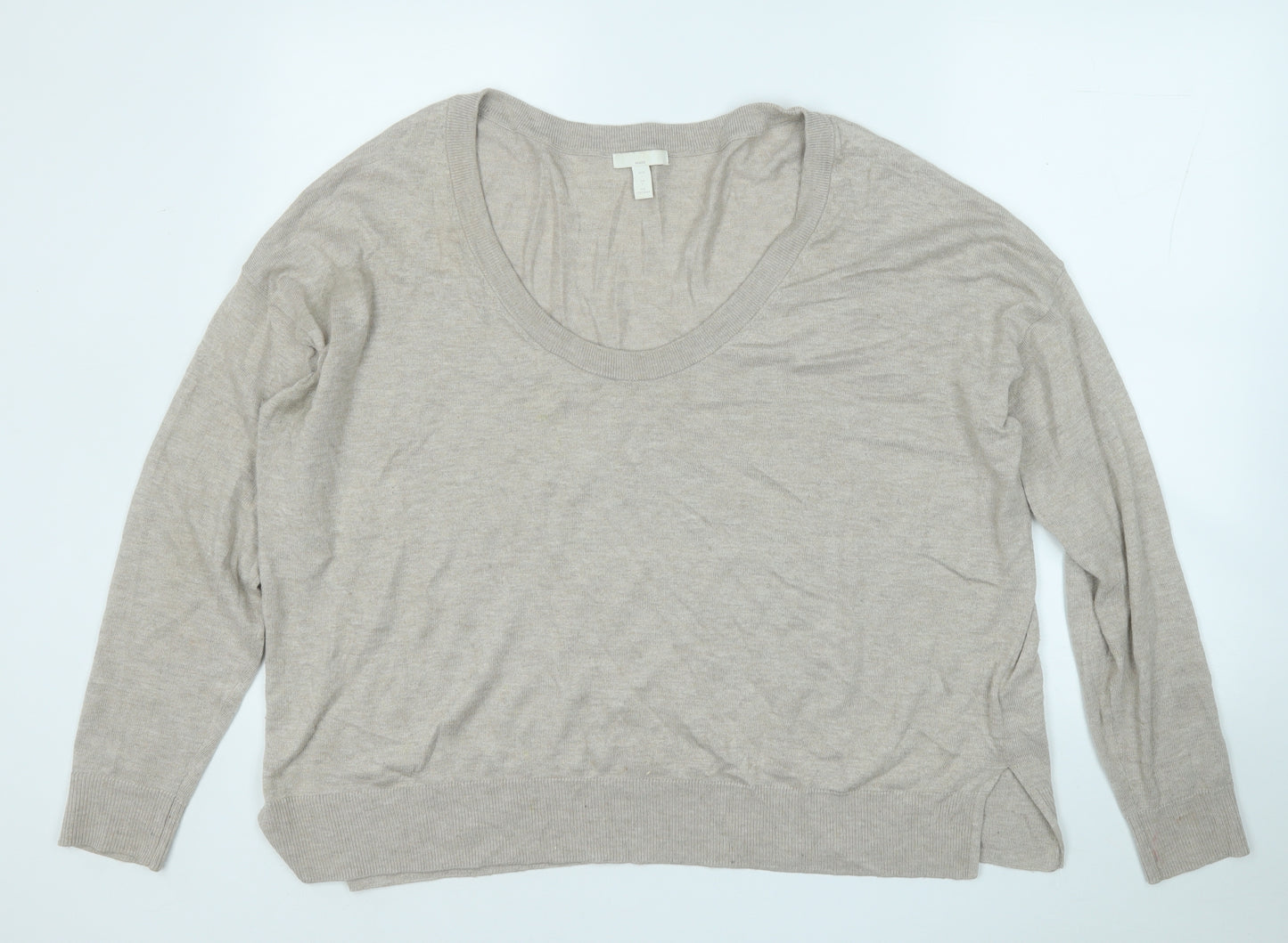 H&M Womens Beige Round Neck  Viscose Pullover Jumper Size L