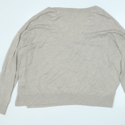H&M Womens Beige Round Neck  Viscose Pullover Jumper Size L