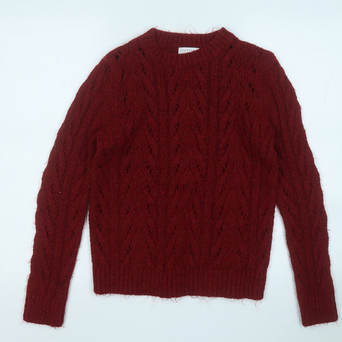 Papaya Womens Red Round Neck  Polyester Pullover Jumper Size S