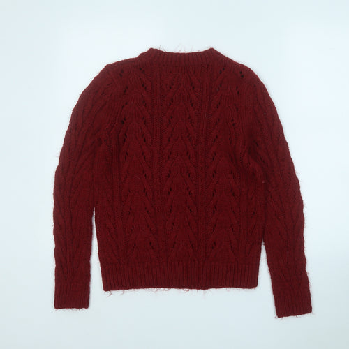 Papaya Womens Red Round Neck  Polyester Pullover Jumper Size S