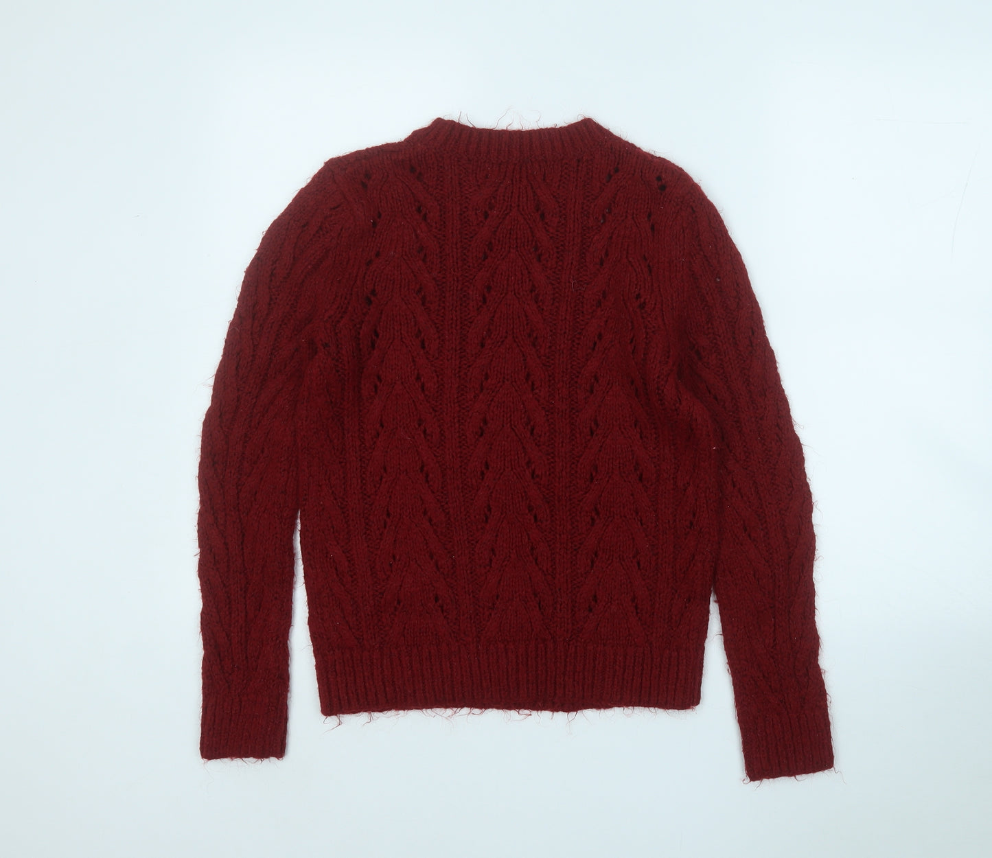 Papaya Womens Red Round Neck  Polyester Pullover Jumper Size S