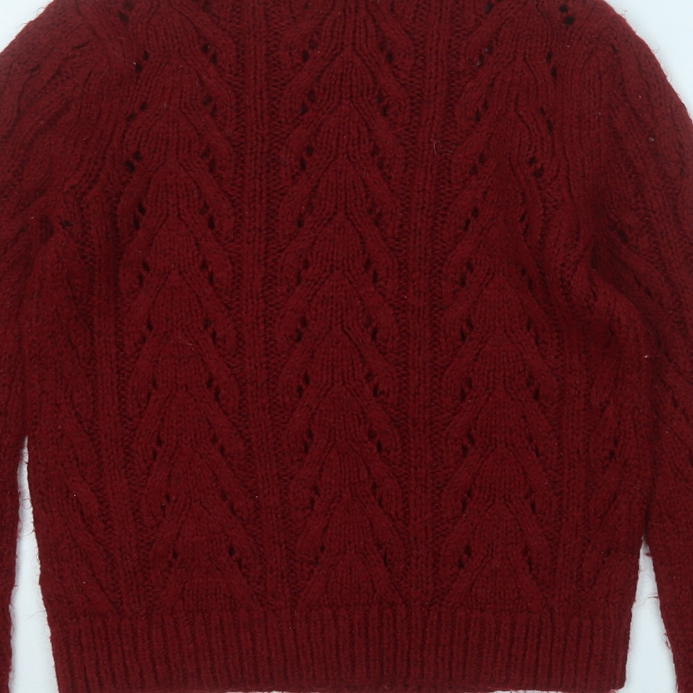 Papaya Womens Red Round Neck  Polyester Pullover Jumper Size S