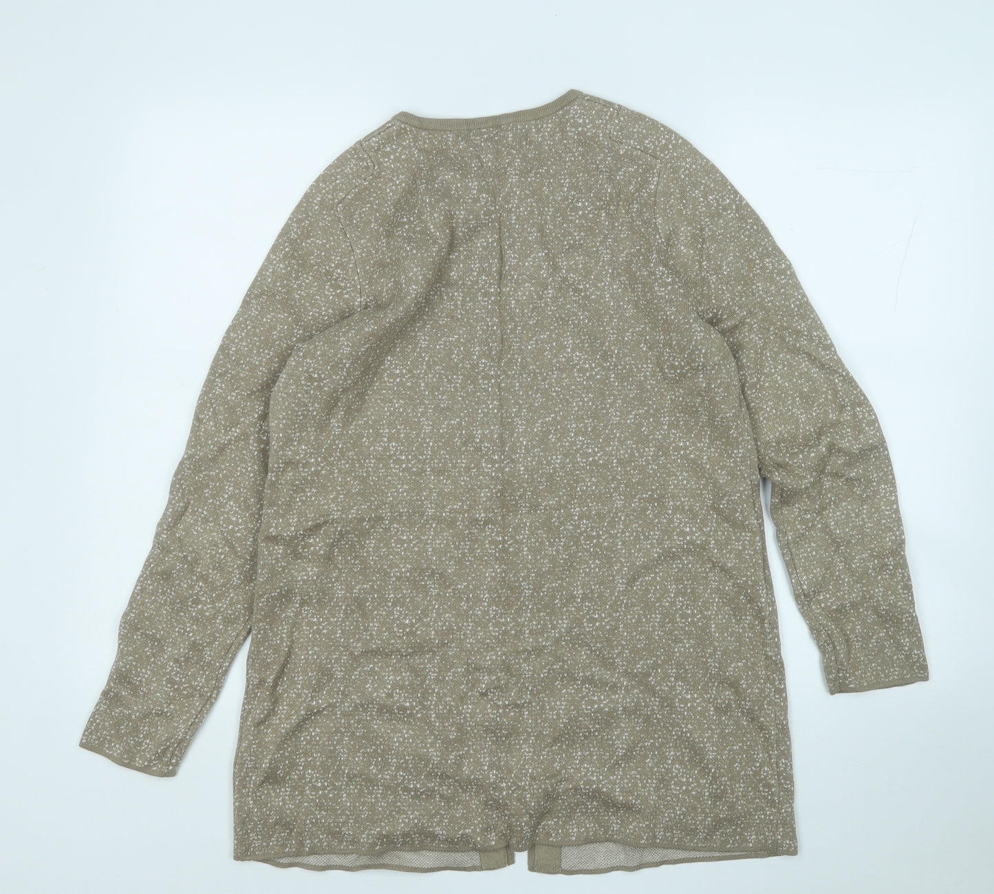 ellen reyes Womens Brown Round Neck Geometric Cotton Full Zip Jumper Size M