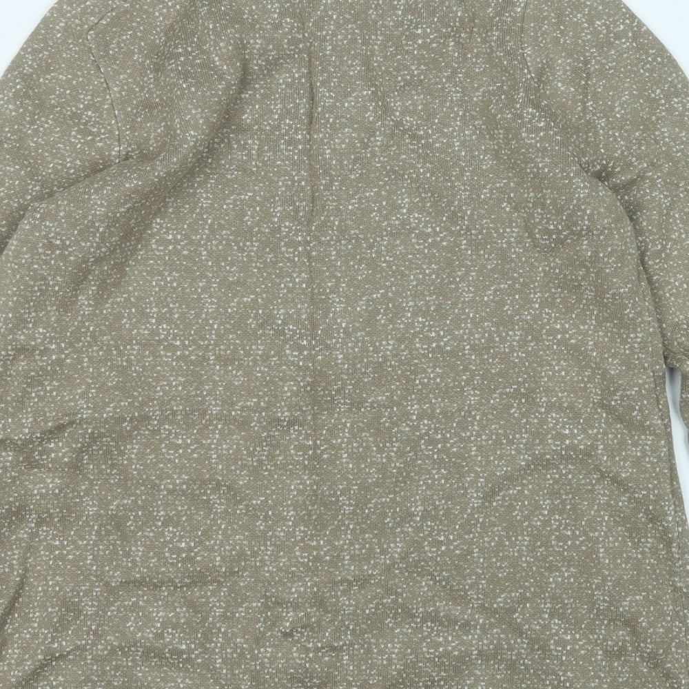 ellen reyes Womens Brown Round Neck Geometric Cotton Full Zip Jumper Size M