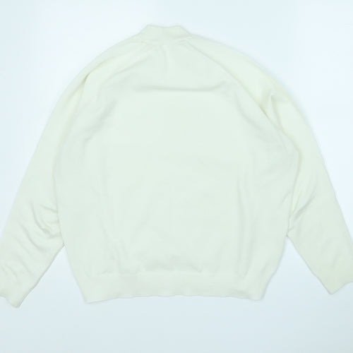 Preworn Womens White Round Neck  Acrylic Pullover Jumper Size L