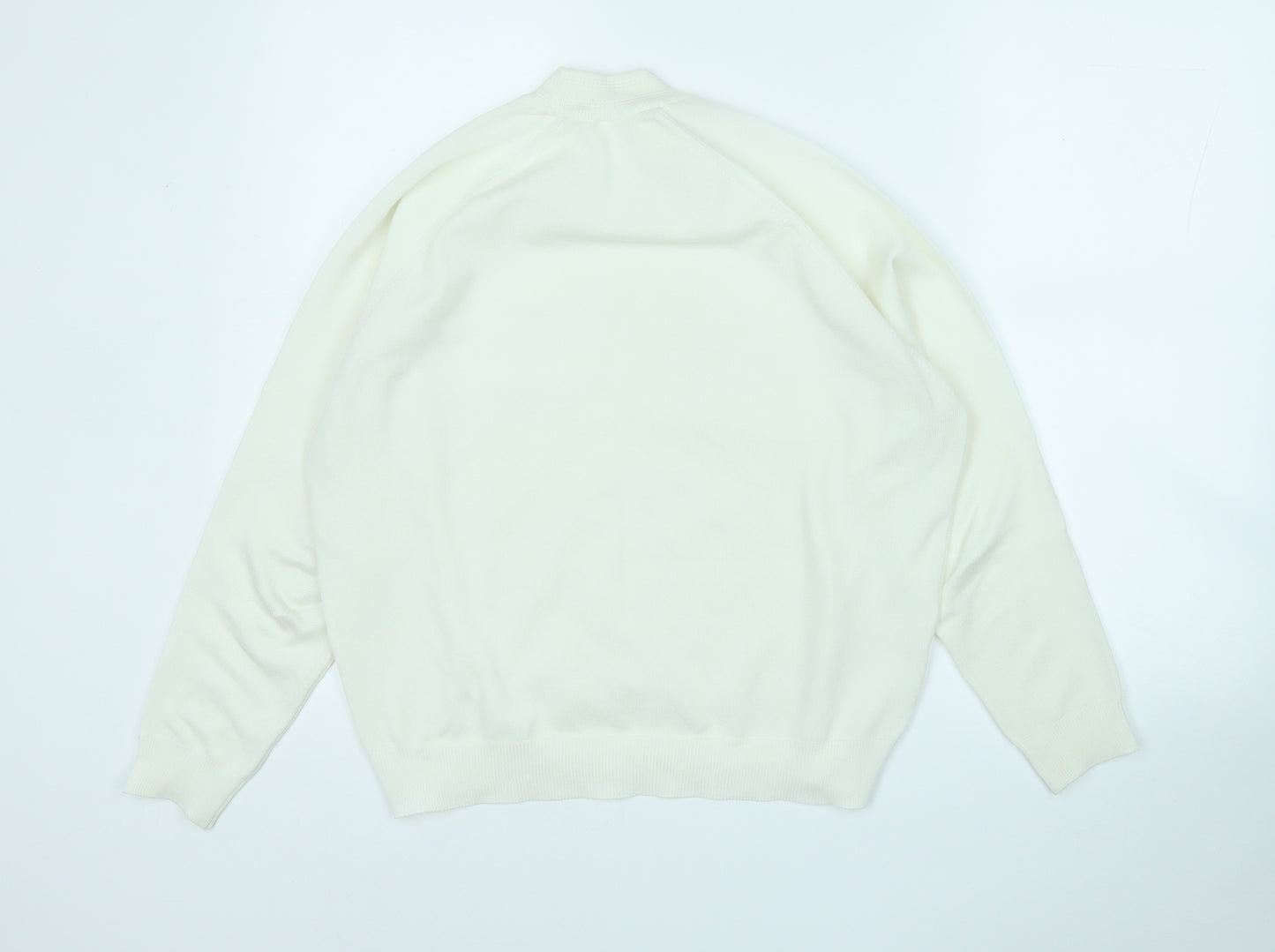 Preworn Womens White Round Neck  Acrylic Pullover Jumper Size L