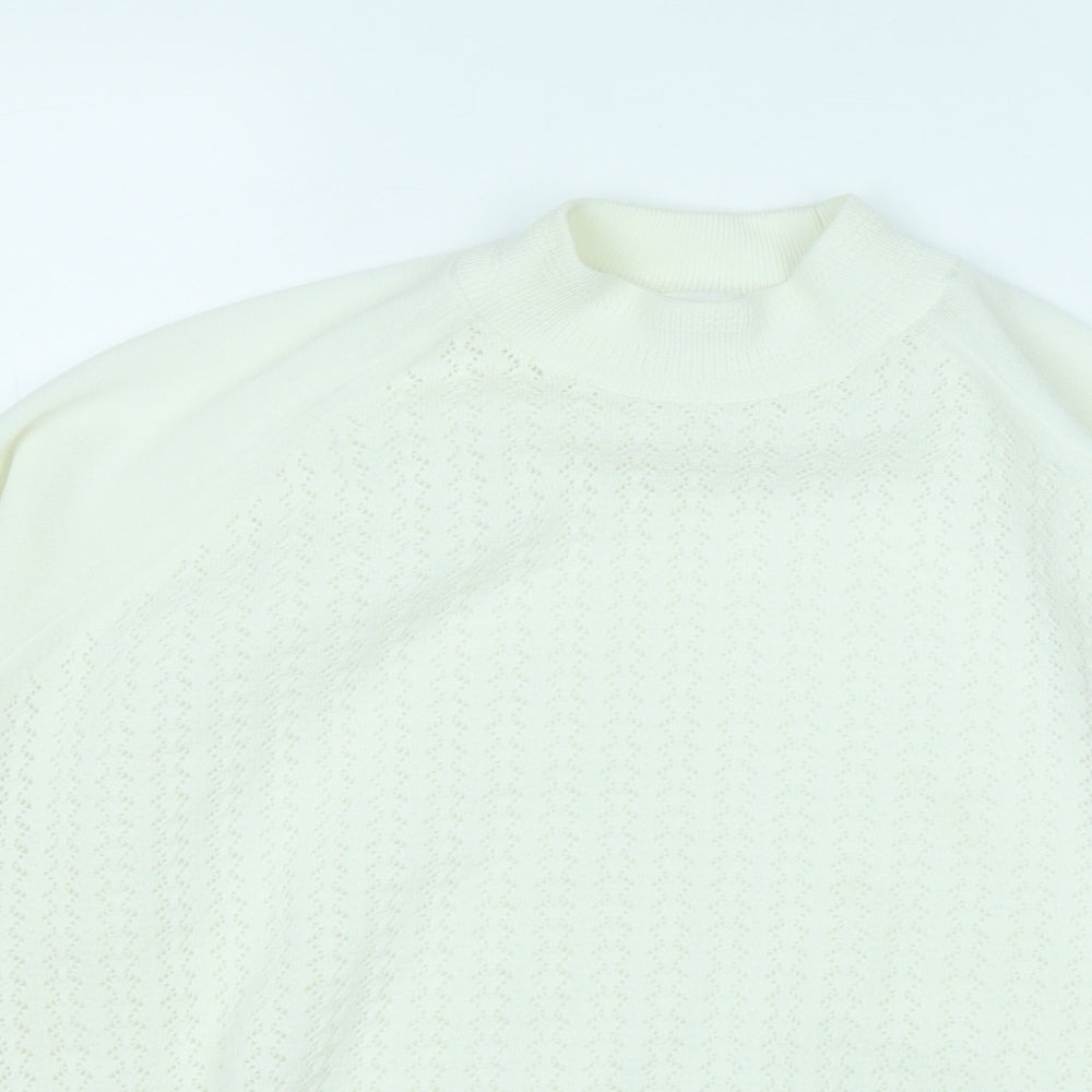 Preworn Womens White Round Neck  Acrylic Pullover Jumper Size L