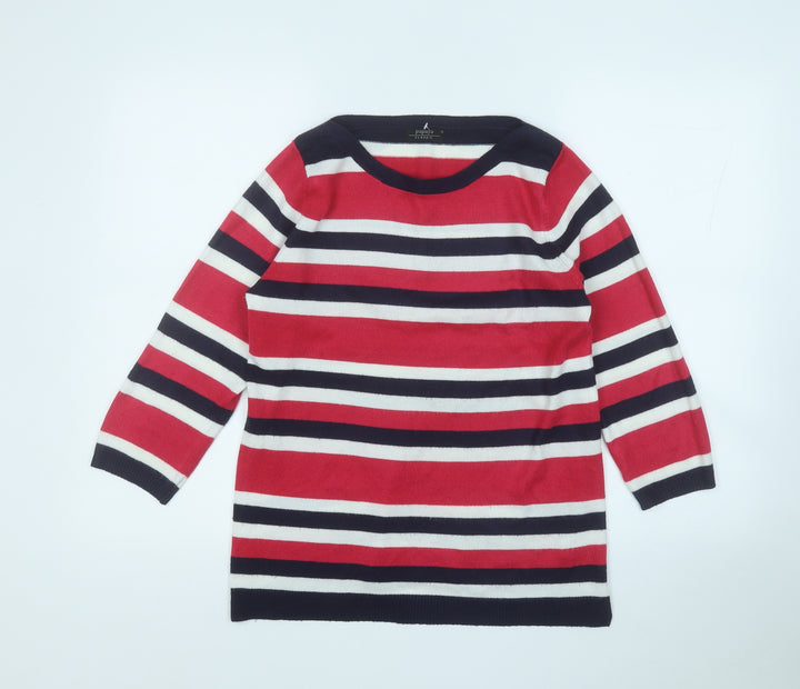 Papaya Womens Pink Round Neck Striped Acrylic Pullover Jumper Size 12