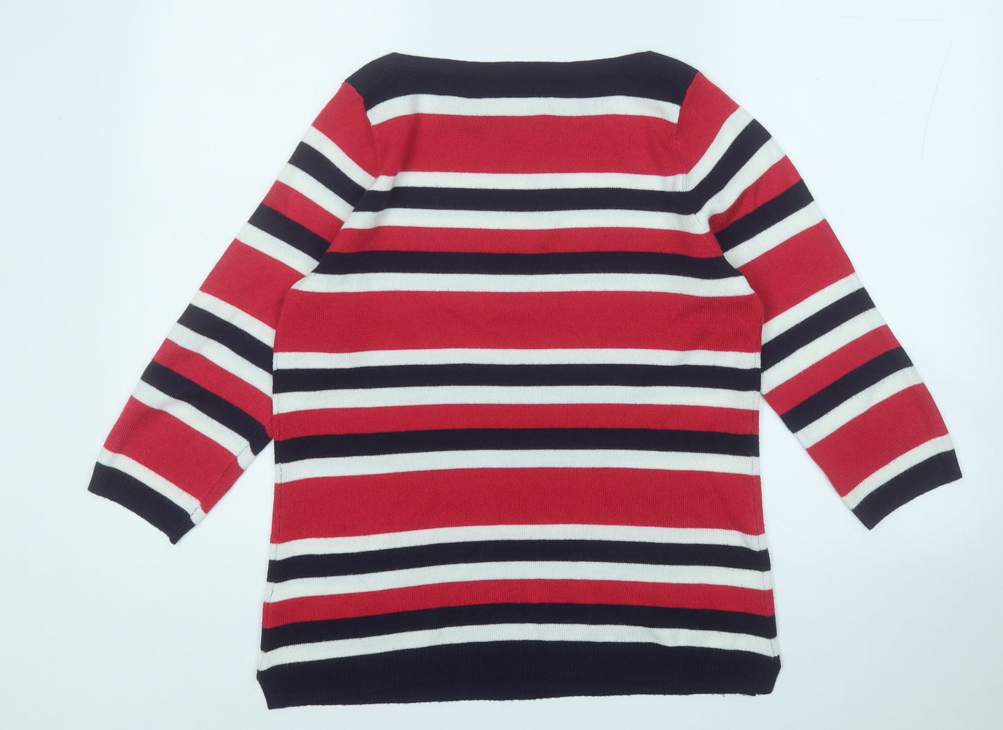 Papaya Womens Pink Round Neck Striped Acrylic Pullover Jumper Size 12
