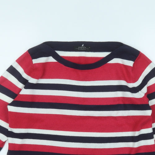 Papaya Womens Pink Round Neck Striped Acrylic Pullover Jumper Size 12