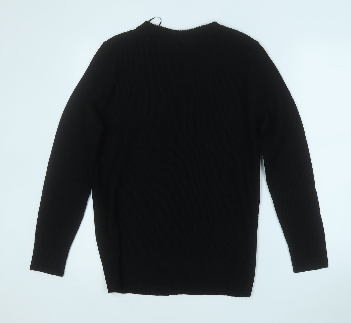 Peacocks Womens Black V-Neck  Acrylic Cardigan Jumper Size 10