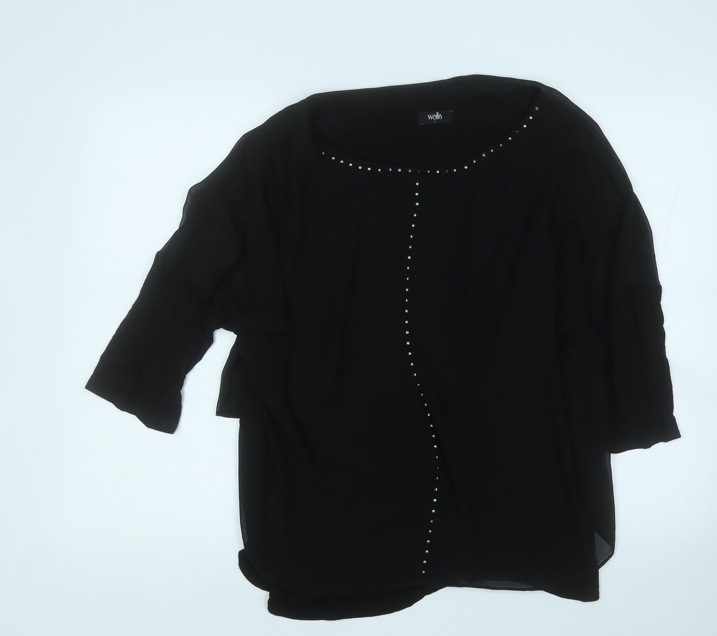 Wallis Womens Black  Viscose Basic Blouse Size L Round Neck
