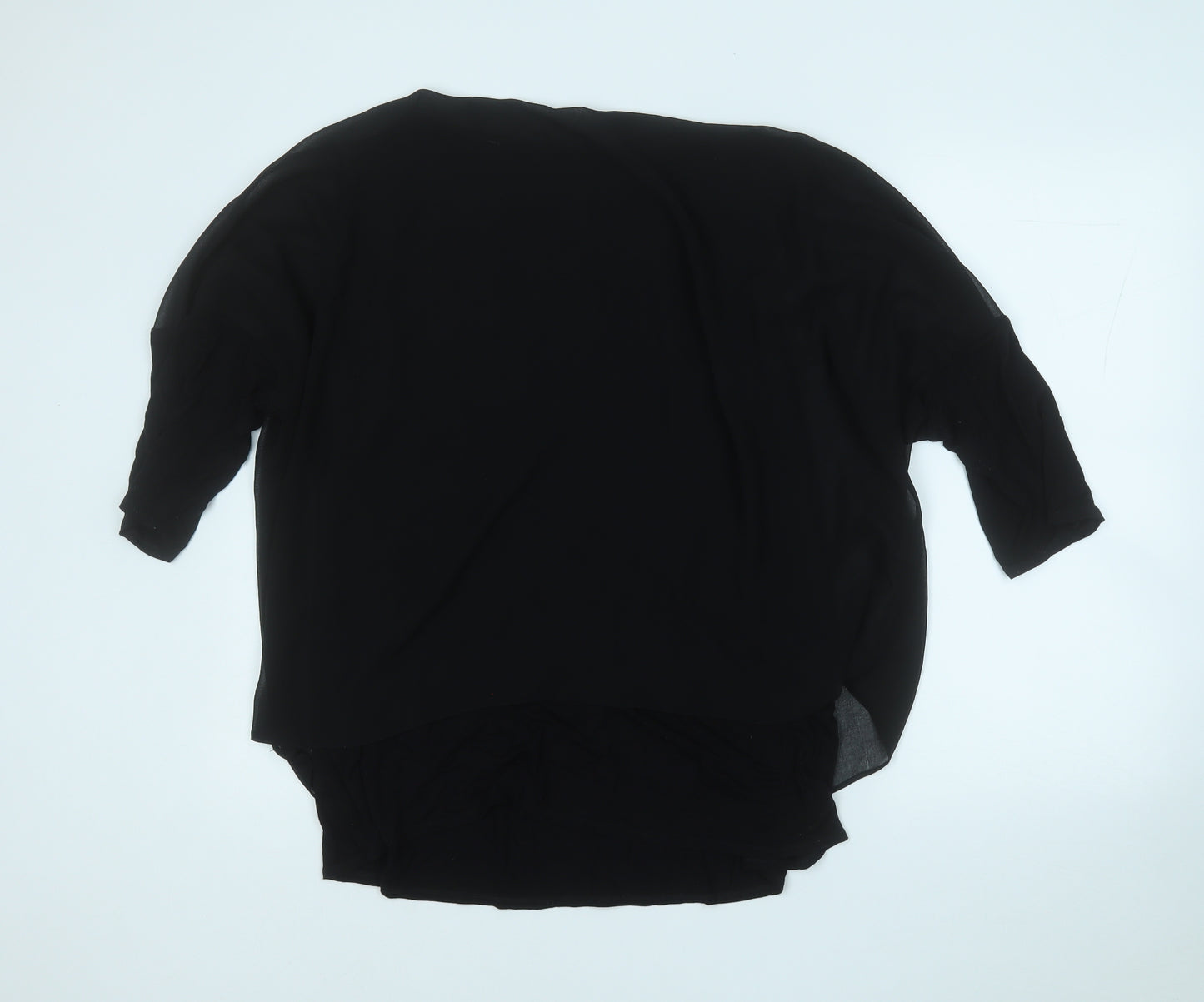 Wallis Womens Black  Viscose Basic Blouse Size L Round Neck
