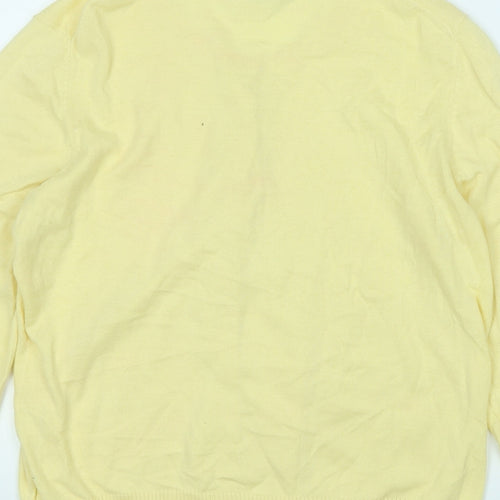 F&F Womens Yellow Round Neck  Cotton Cardigan Jumper Size 14