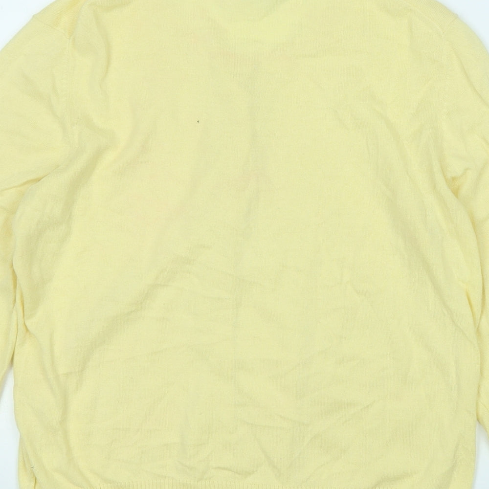 F&F Womens Yellow Round Neck  Cotton Cardigan Jumper Size 14
