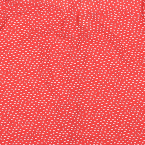 F&F Womens Red Geometric Polyester Basic Blouse Size 12 Round Neck