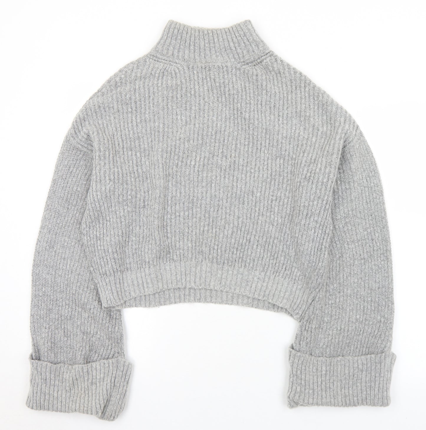 Topshop Womens Grey Mock Neck  Acrylic Pullover Jumper Size 8