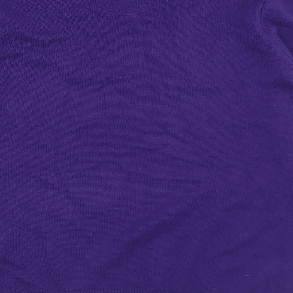 Marks and Spencer Mens Purple V-Neck  Cotton Pullover Jumper Size L