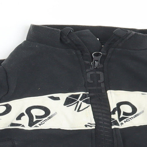 River Island Boys Black Geometric Viscose Full Zip Jumper Size 6-9 Months  Zip