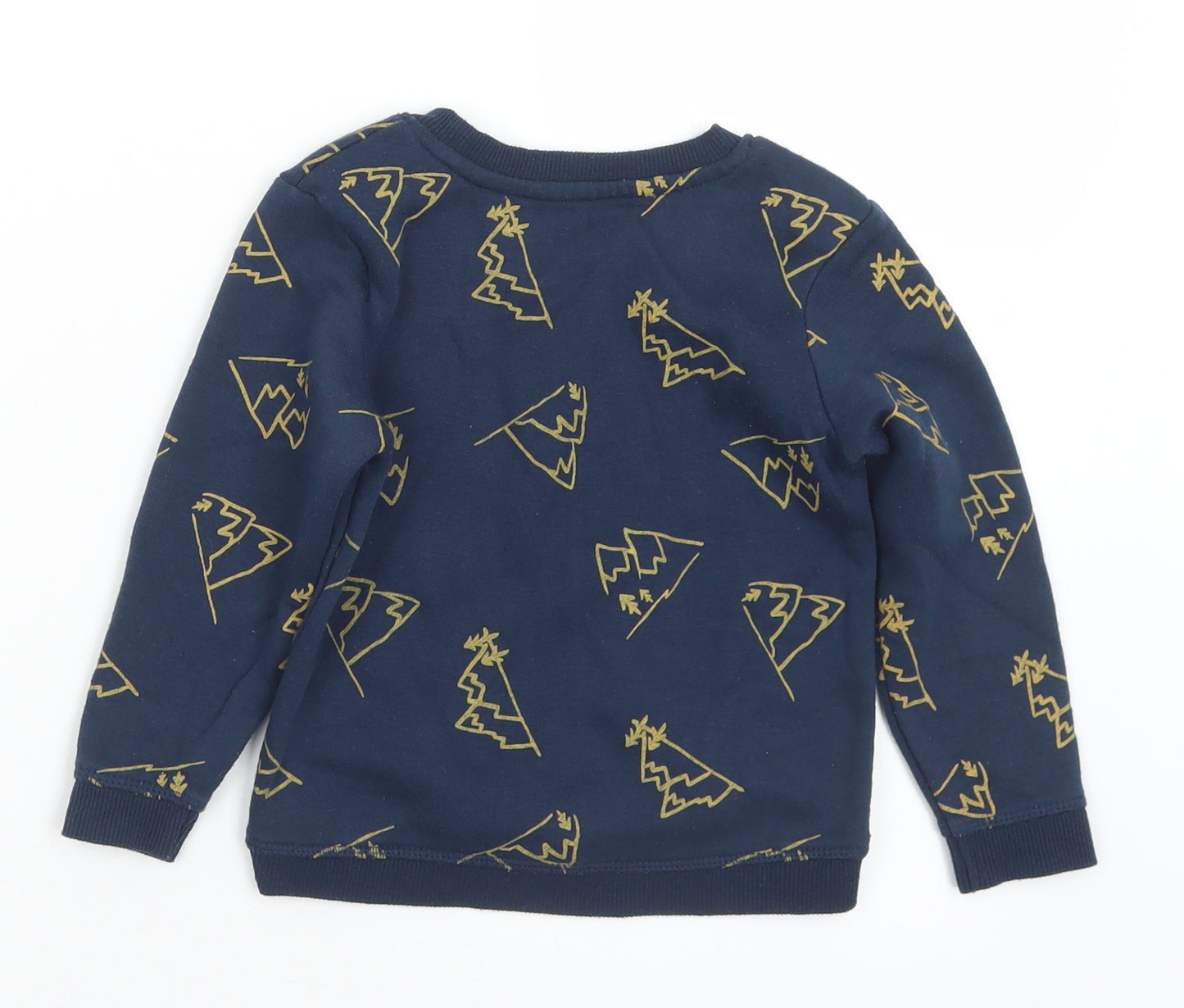 Primark Boys Blue Geometric Cotton Pullover Sweatshirt Size 2-3 Years   - Mountains
