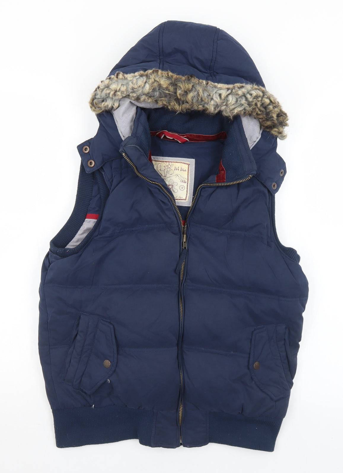 Fat Face Womens Blue   Gilet Coat Size 12  Zip