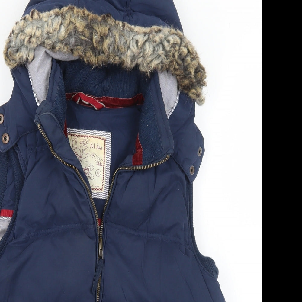 Fat Face Womens Blue   Gilet Coat Size 12  Zip