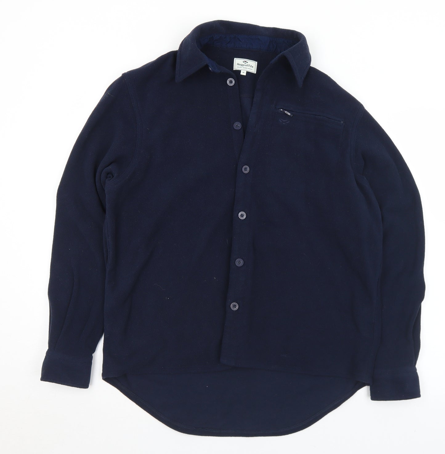Hoggs of Fife Mens Blue  Polyester  Button-Up Size M Collared Button
