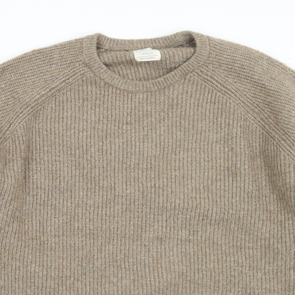 Marks and Spencer Mens Brown Crew Neck  Polyamide Pullover Jumper Size XL