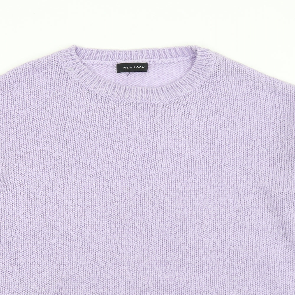 New Look Womens Purple Cowl Neck  Acrylic Pullover Jumper Size M